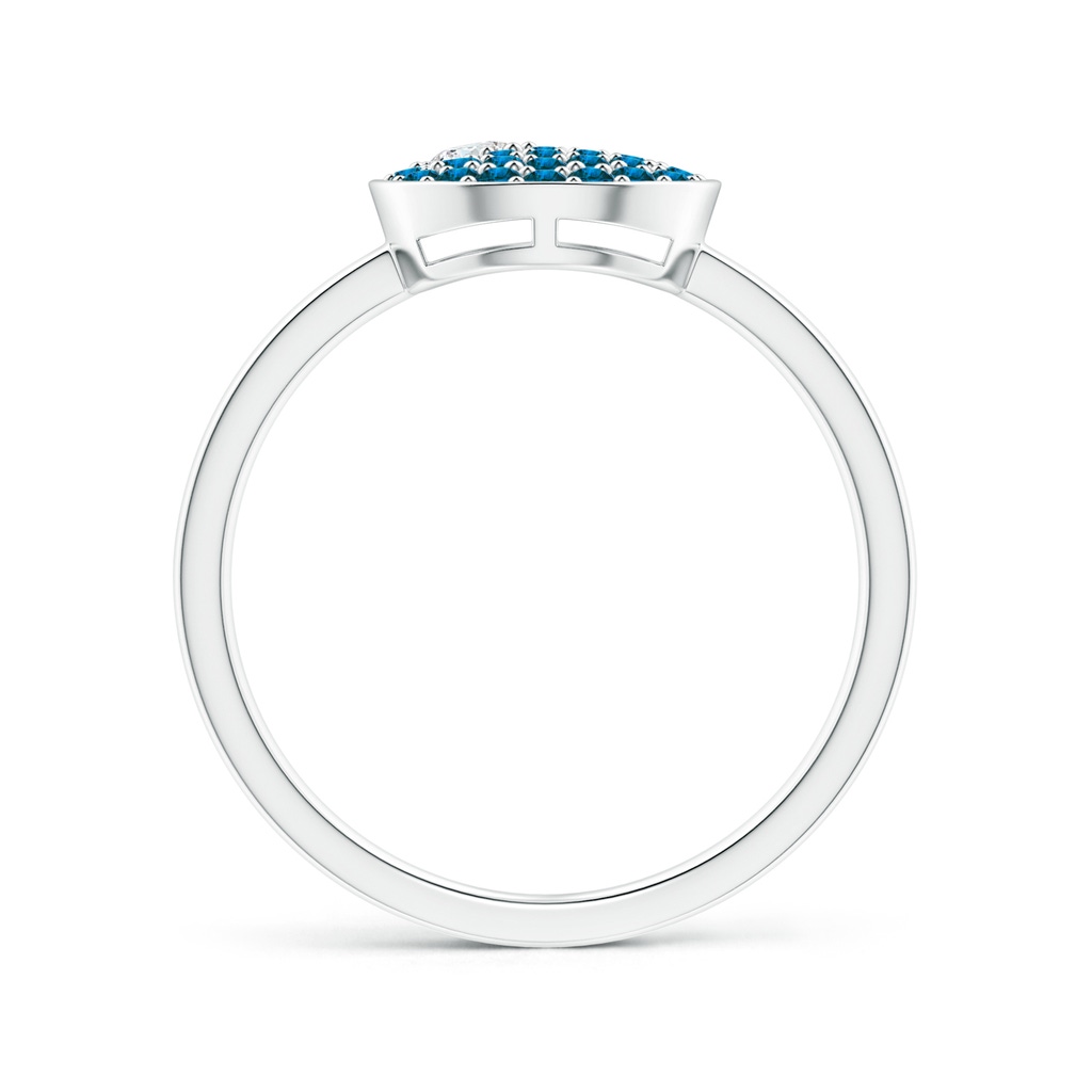 3mm GVS2 Pave-Set White & Blue Diamond Clustre Aries Cocktail Ring in White Gold Side-1