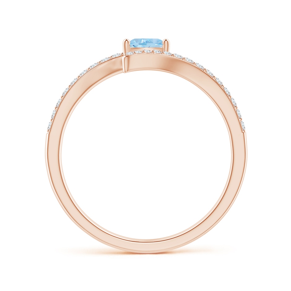 4mm AAA Trillion Aquamarine Pisces Bypass Ring with Diamonds in Rose Gold side-1