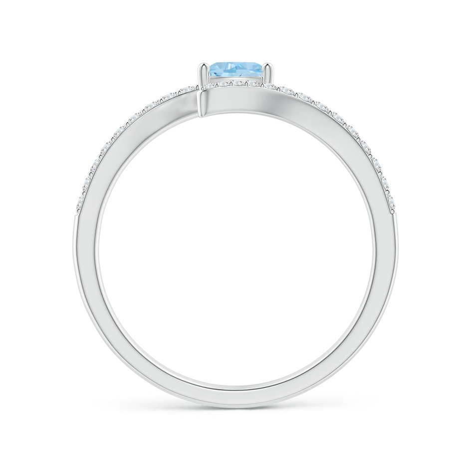 4mm AAA Trillion Aquamarine Pisces Bypass Ring with Diamonds in White Gold side-1