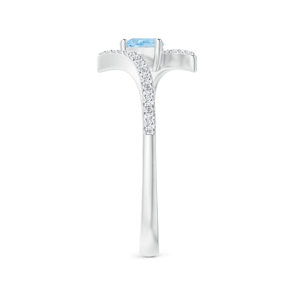 4mm AAA Trillion Aquamarine Pisces Bypass Ring with Diamonds in White Gold side-2