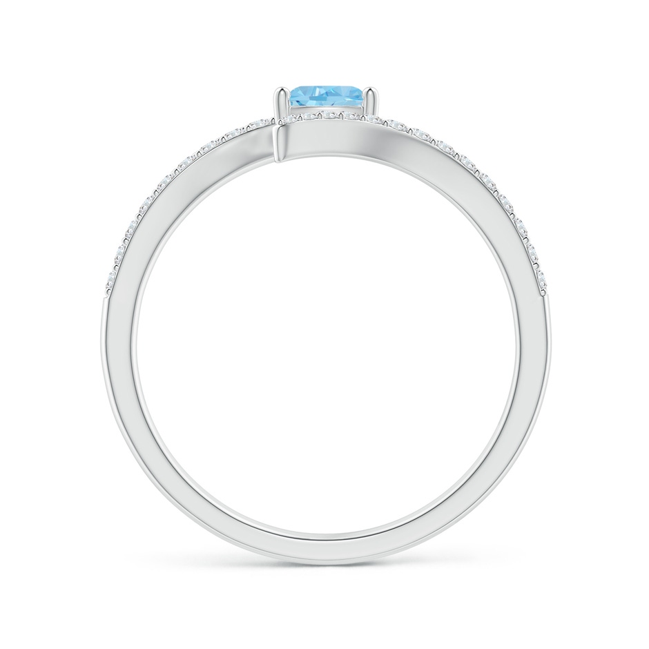 4mm AAAA Trillion Aquamarine Pisces Bypass Ring with Diamonds in White Gold side-1