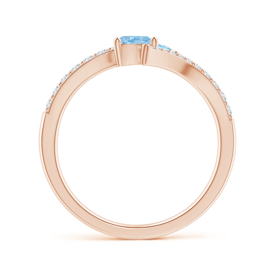 5x3mm AAA Three Stone Multi-Shape Aquamarine Pisces Bypass Ring in Rose Gold side-1