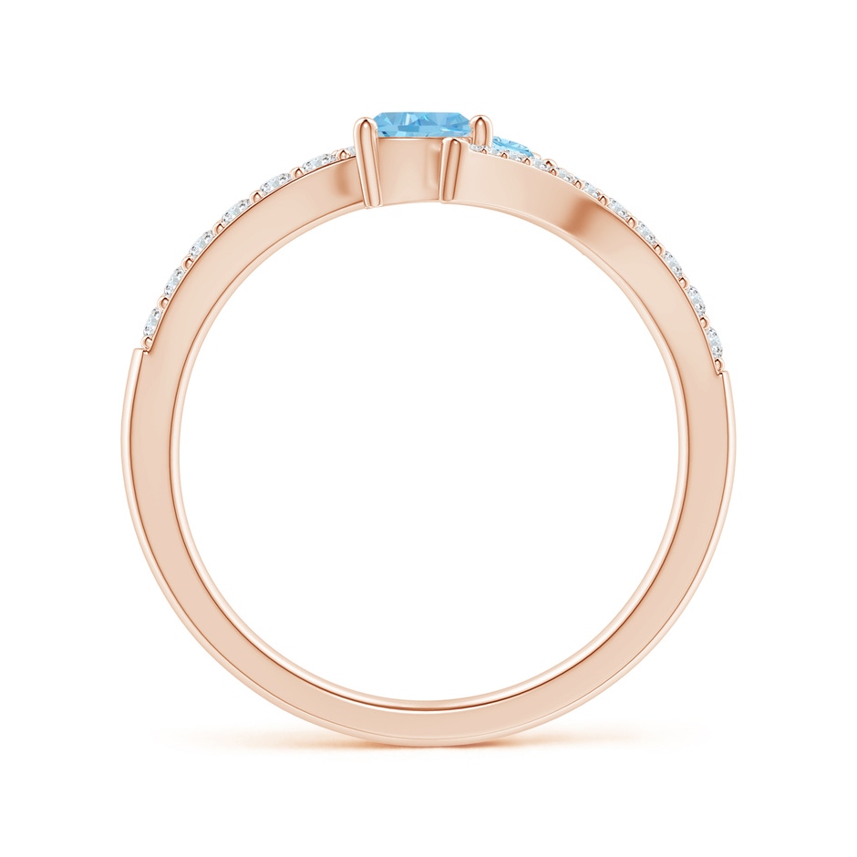 5x3mm AAAA Three Stone Multi-Shape Aquamarine Pisces Bypass Ring in Rose Gold side-1