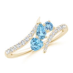 Fashion Yellow Gold Aquamarine Rings