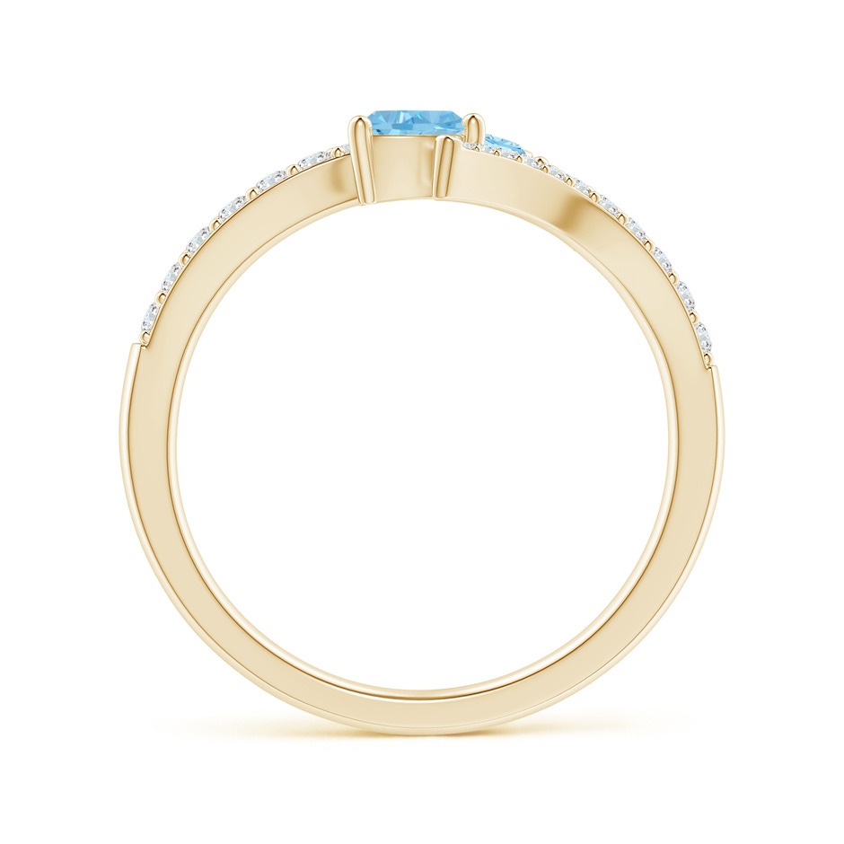 5x3mm AAAA Three Stone Multi-Shape Aquamarine Pisces Bypass Ring in Yellow Gold side-1