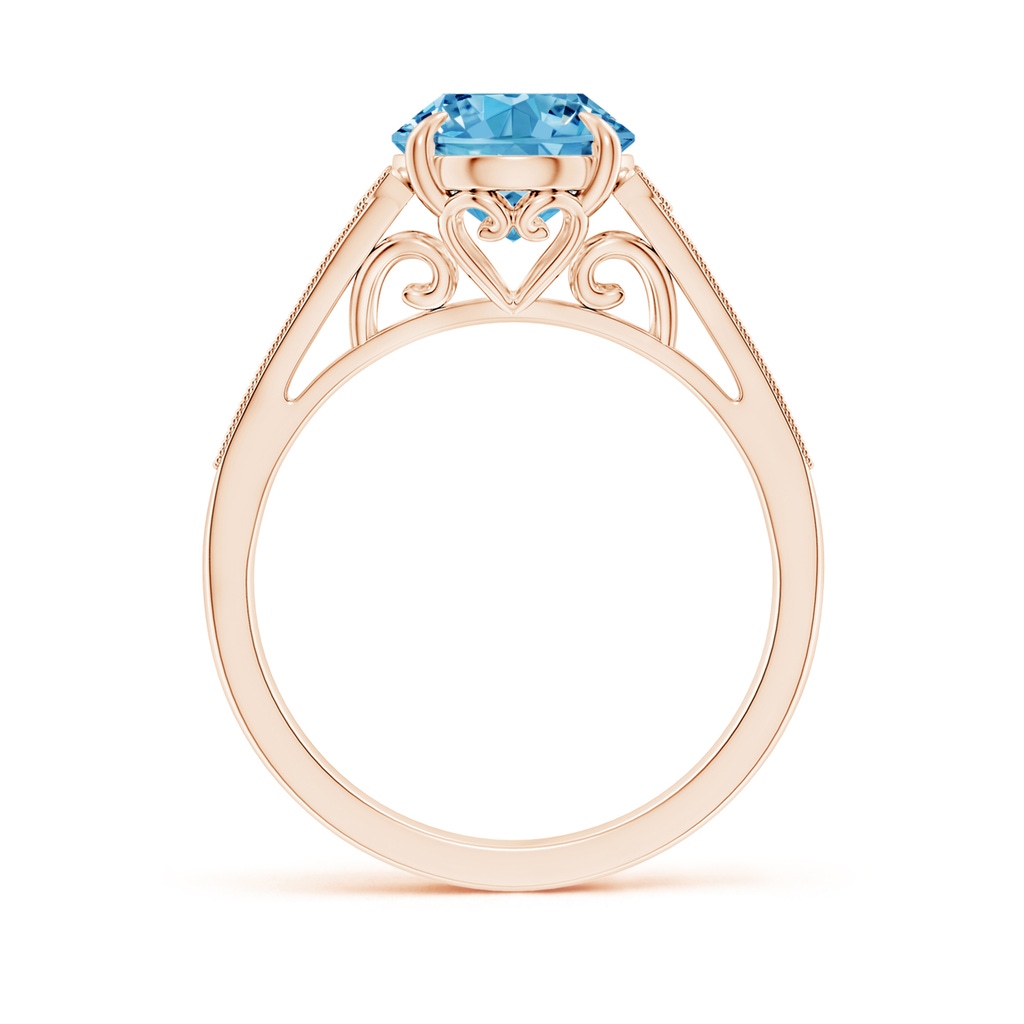 10x8mm AAAA Aeon Vintage Inspired Oval Fancy Intense Blue Diamond Solitaire Engagement Ring with Milgrain in Rose Gold - side 199