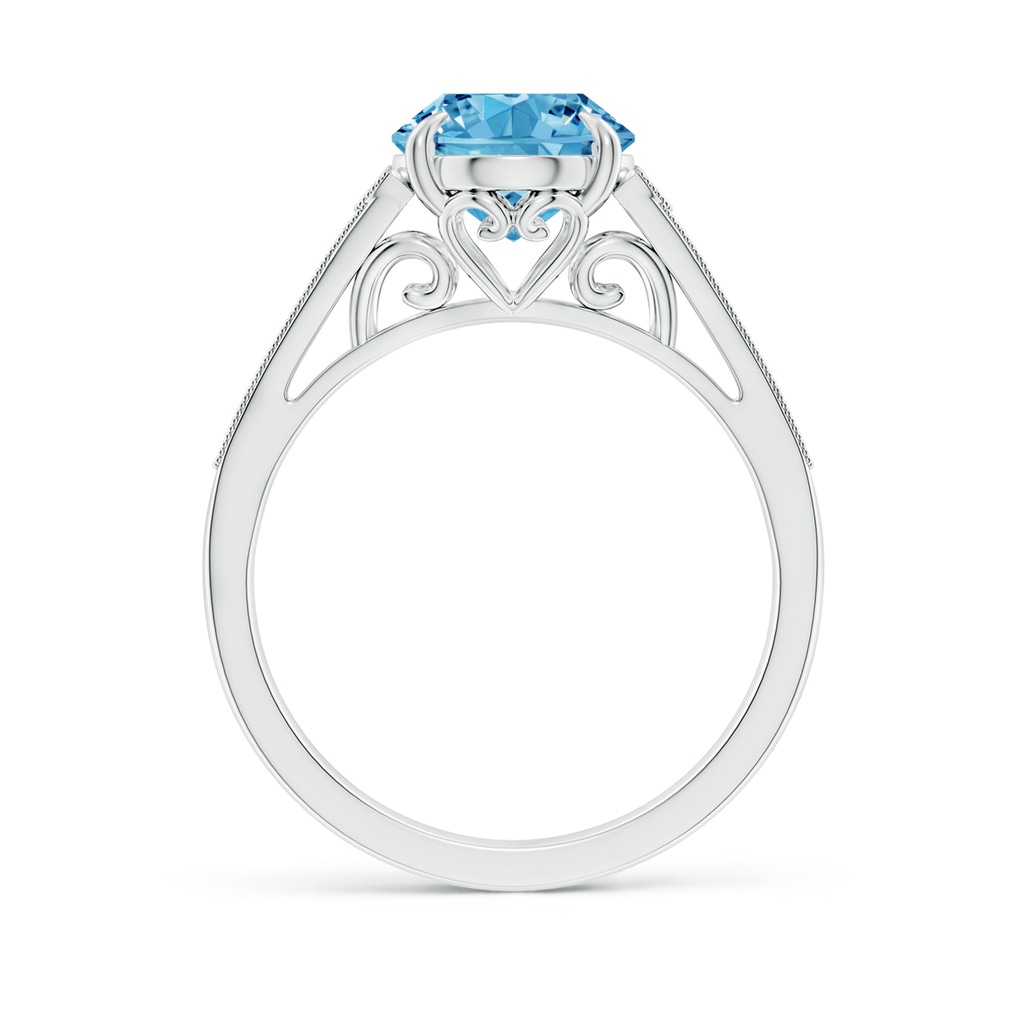 10x8mm AAAA Aeon Vintage Inspired Oval Fancy Intense Blue Diamond Solitaire Engagement Ring with Milgrain in White Gold - side 199
