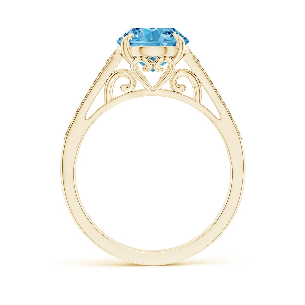 10x8mm AAAA Aeon Vintage Inspired Oval Fancy Intense Blue Diamond Solitaire Engagement Ring with Milgrain in Yellow Gold - side 199