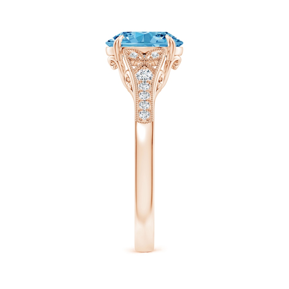 9x7mm AAAA Aeon Vintage Inspired Oval Fancy Intense Blue Diamond Solitaire Engagement Ring with Milgrain in Rose Gold side 299