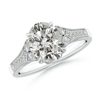 9x7mm KI3 Aeon Vintage Inspired Oval Diamond Solitaire Engagement Ring with Milgrain in P950 Platinum