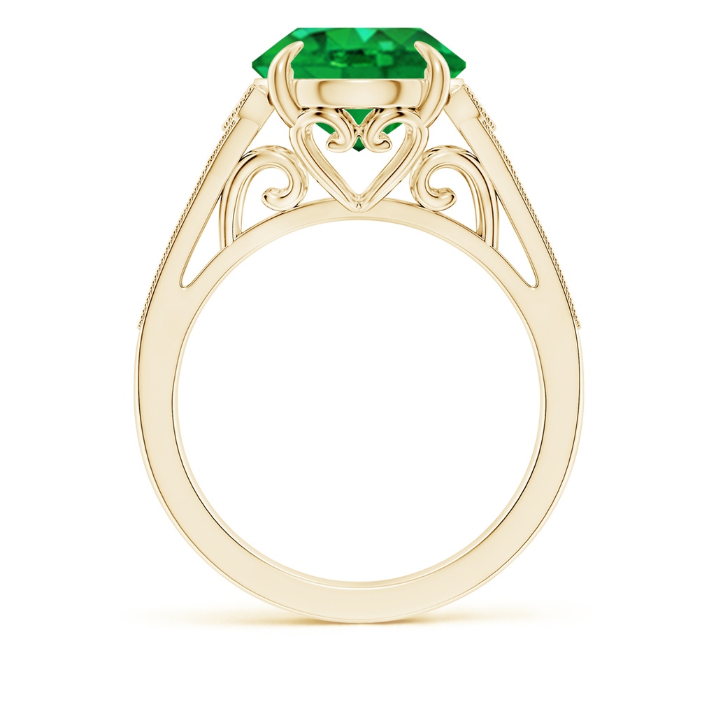 12x10mm AAA Aeon Vintage Inspired Oval Emerald Solitaire Engagement Ring with Milgrain in Yellow Gold Side 199