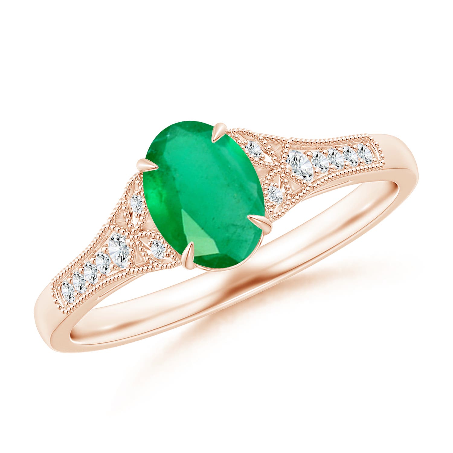 A - Emerald / 0.77 CT / 14 KT Rose Gold