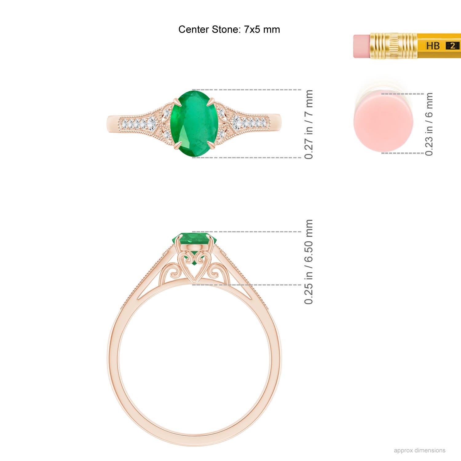 A - Emerald / 0.77 CT / 14 KT Rose Gold