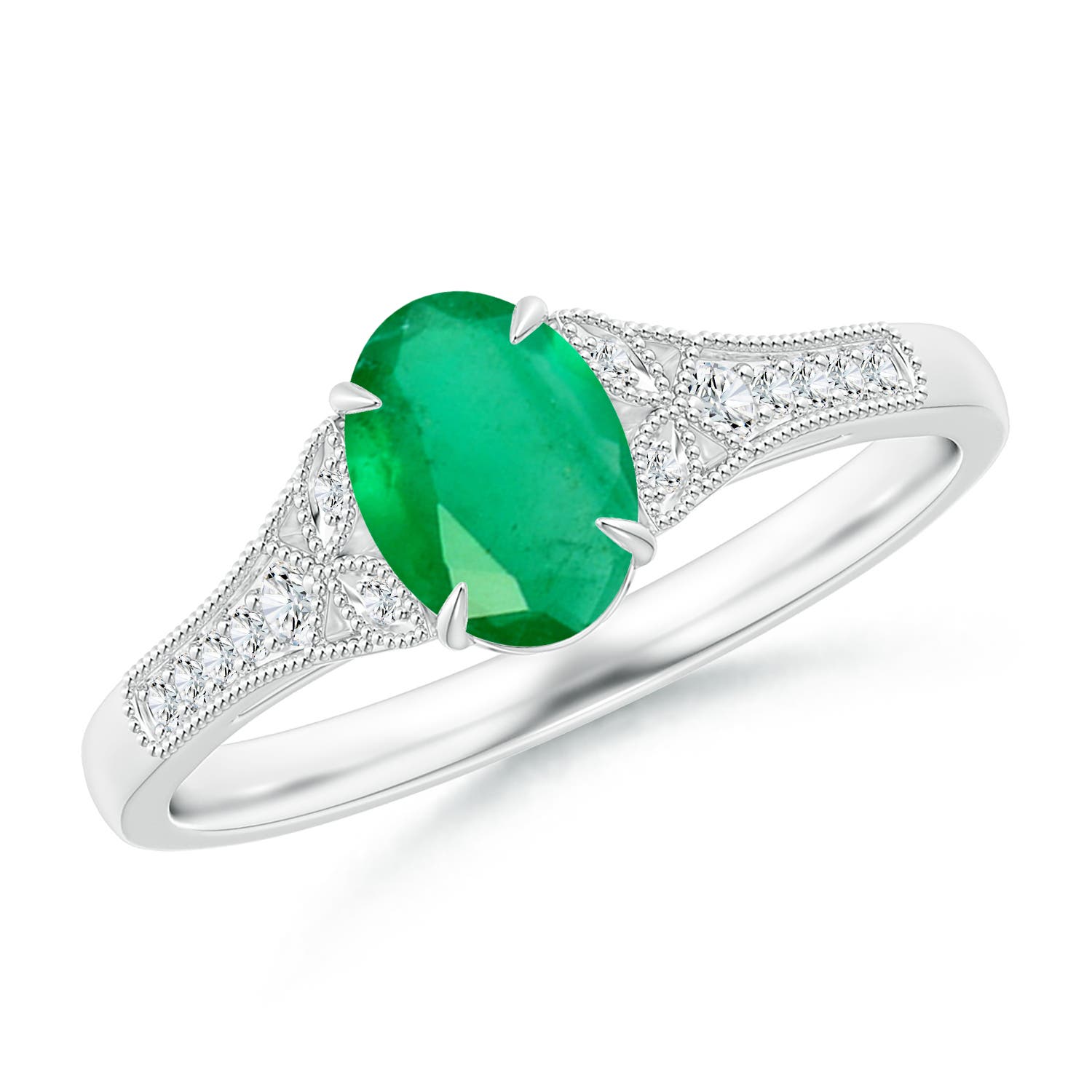 A - Emerald / 0.77 CT / 14 KT White Gold