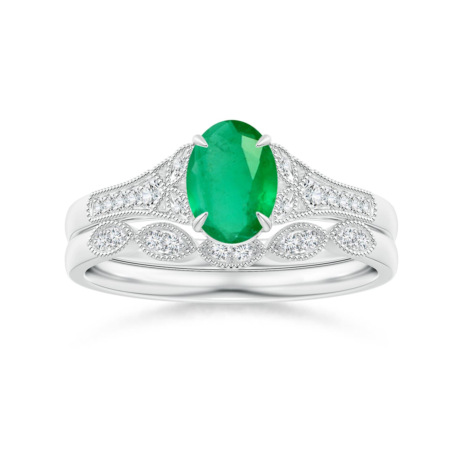 A - Emerald / 0.77 CT / 14 KT White Gold