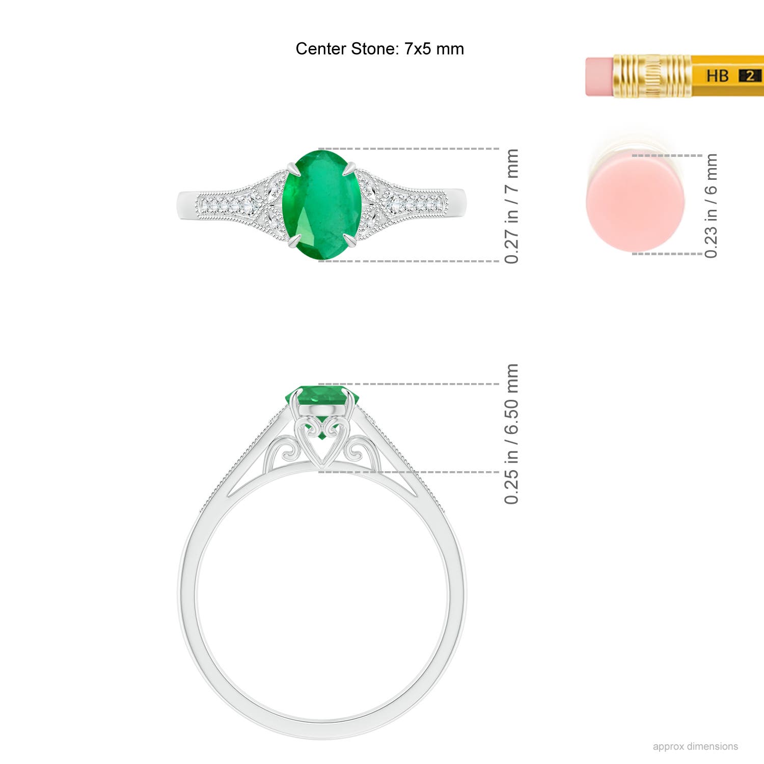 A - Emerald / 0.77 CT / 14 KT White Gold