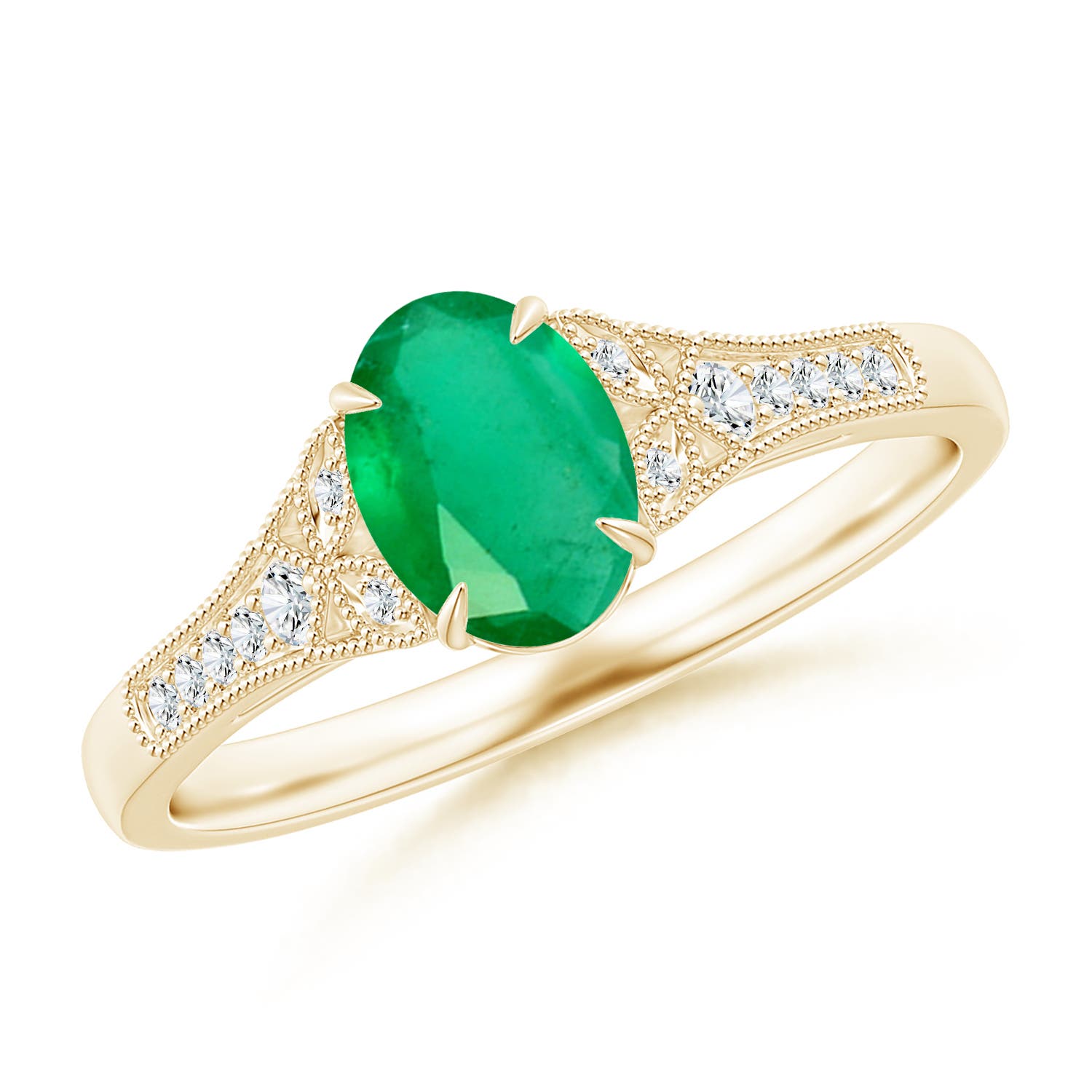 A - Emerald / 0.77 CT / 14 KT Yellow Gold