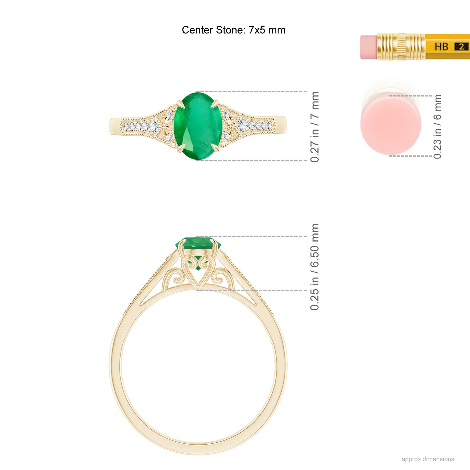 A - Emerald / 0.77 CT / 14 KT Yellow Gold