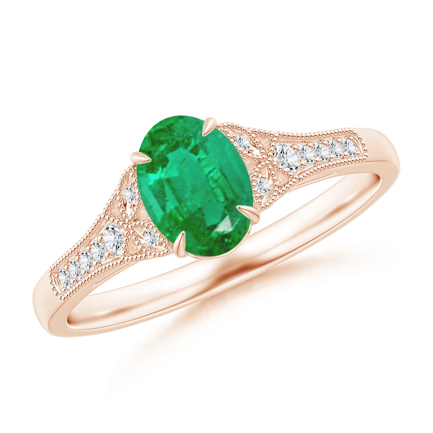 AA - Emerald / 0.77 CT / 14 KT Rose Gold