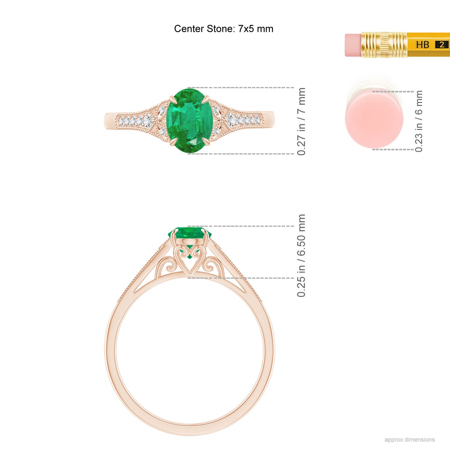 AA - Emerald / 0.77 CT / 14 KT Rose Gold