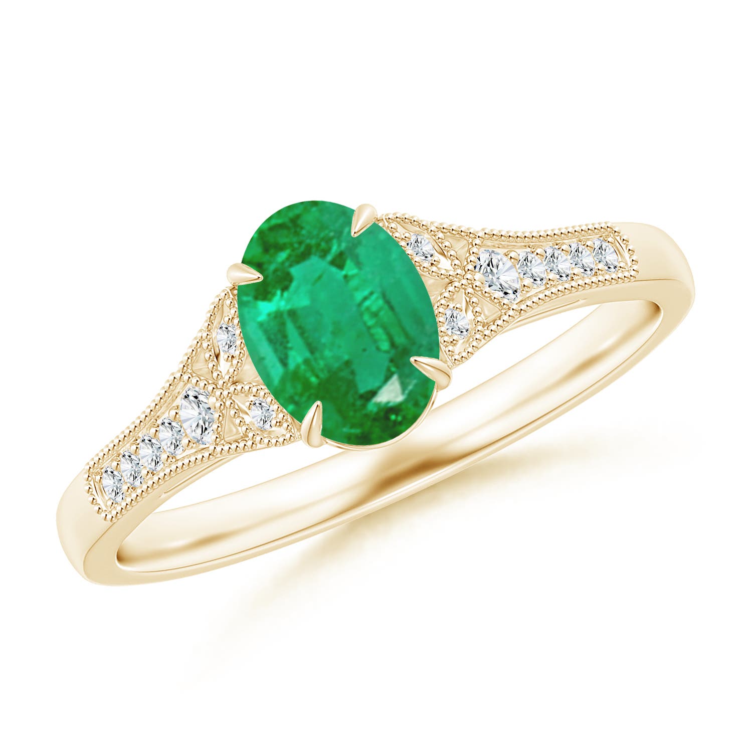 AA - Emerald / 0.77 CT / 14 KT Yellow Gold