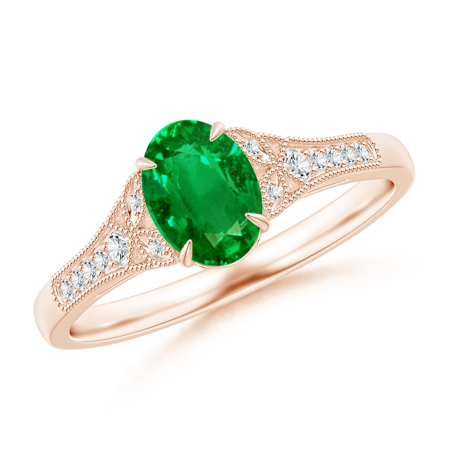 AAAA - Emerald / 0.77 CT / 14 KT Rose Gold