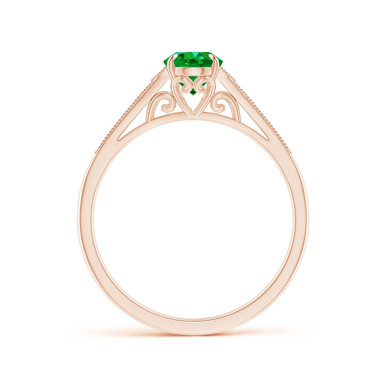 AAAA - Emerald / 0.77 CT / 14 KT Rose Gold