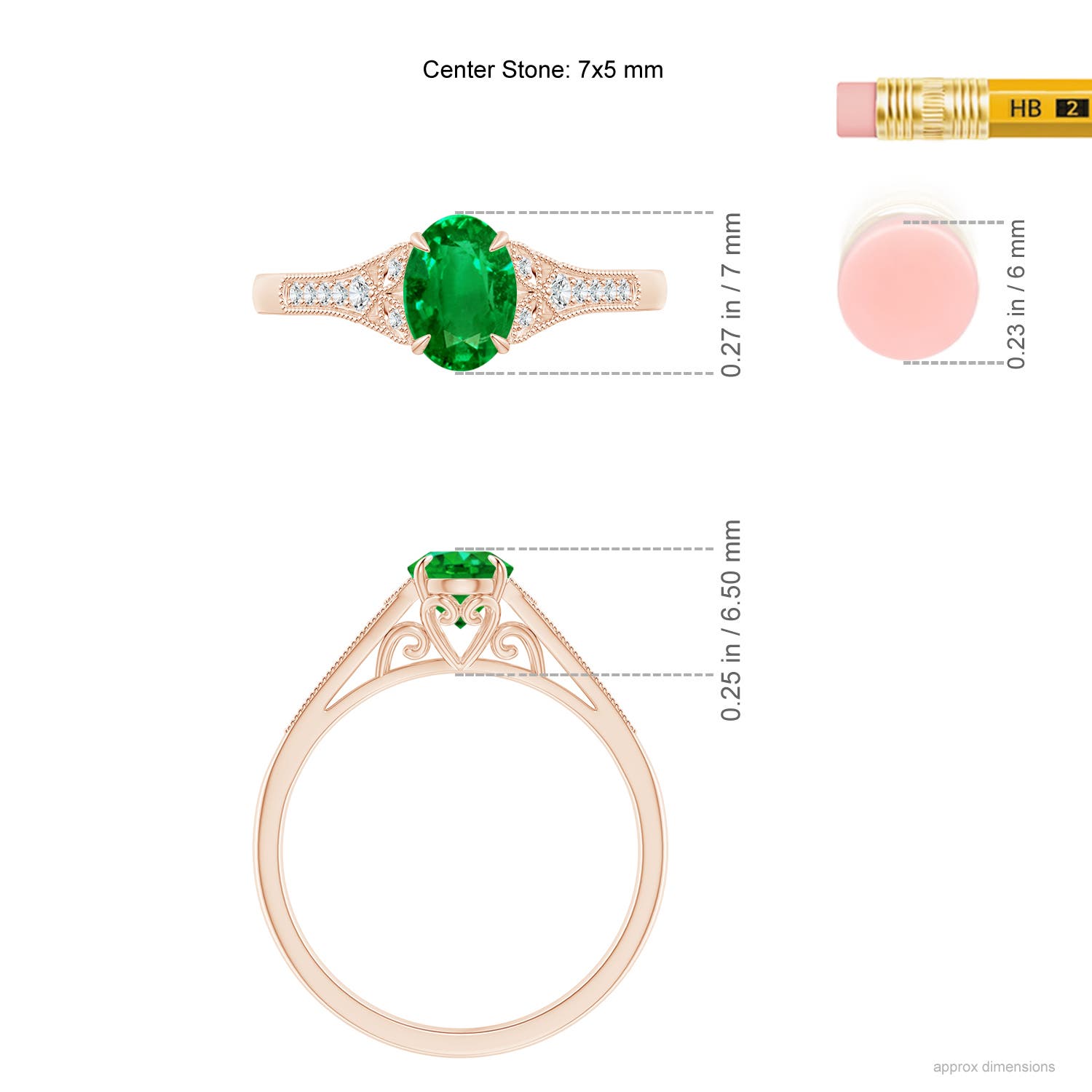 AAAA - Emerald / 0.77 CT / 14 KT Rose Gold