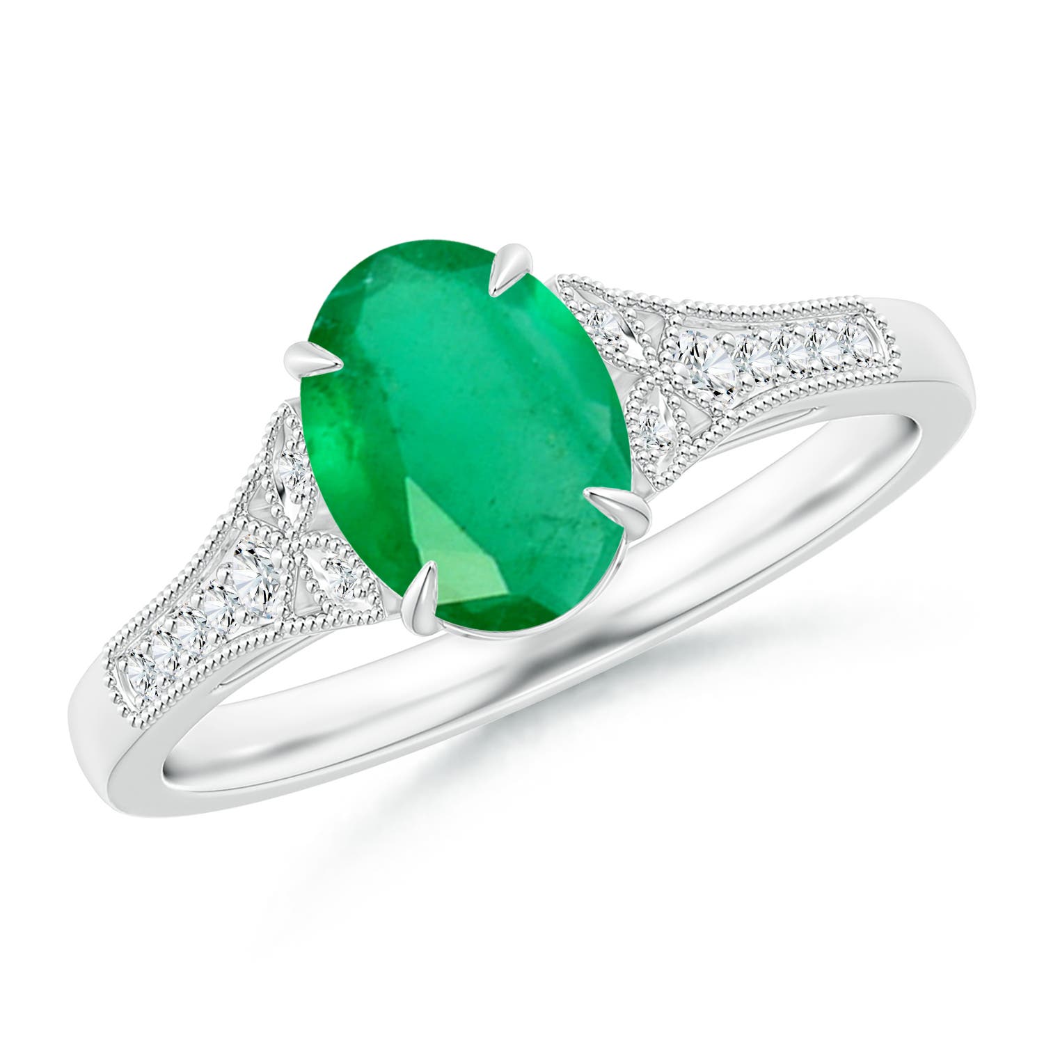 A - Emerald / 1.24 CT / 14 KT White Gold