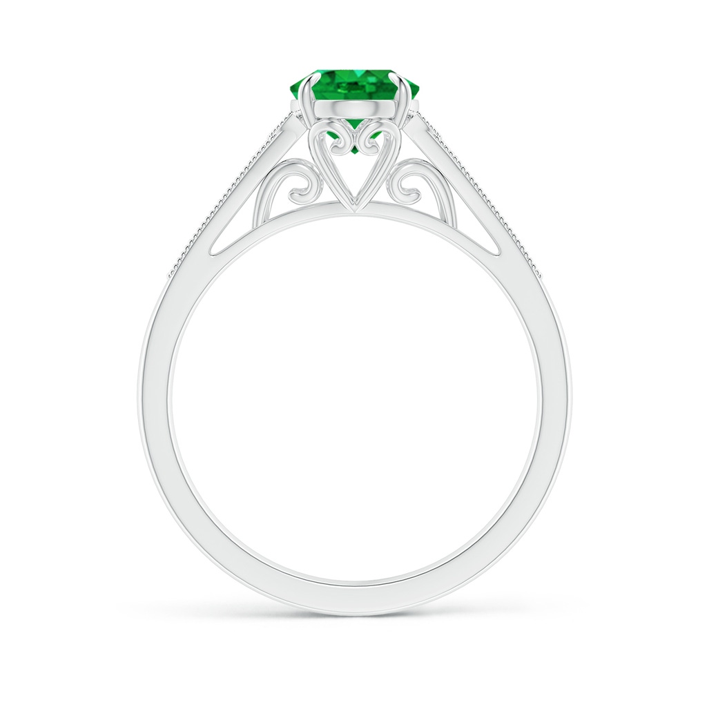 8x6mm AAA Aeon Vintage Inspired Oval Emerald Solitaire Engagement Ring with Milgrain in White Gold Side 199