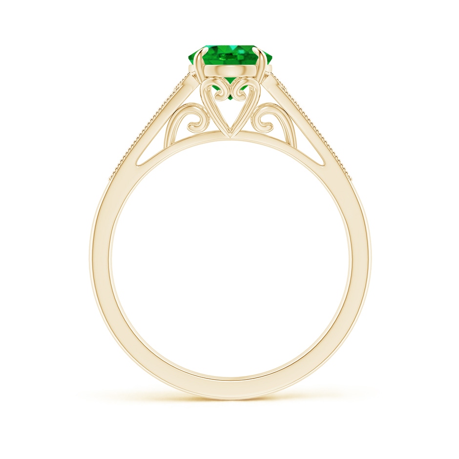 8x6mm AAAA Aeon Vintage Inspired Oval Emerald Solitaire Engagement Ring with Milgrain in Yellow Gold side 199