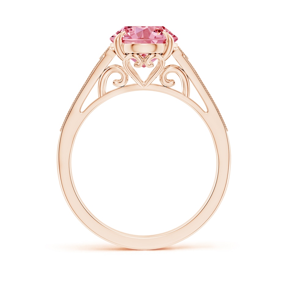 10x8mm AAAA Aeon Vintage Inspired Oval Fancy Intense Pink Diamond Solitaire Engagement Ring with Milgrain in 18K Rose Gold side 199