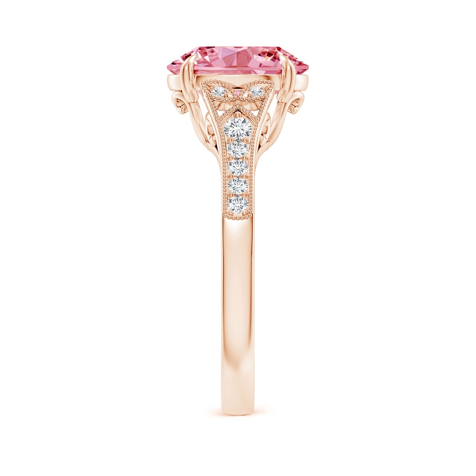 10x8mm AAAA Aeon Vintage Inspired Oval Fancy Intense Pink Diamond Solitaire Engagement Ring with Milgrain in 18K Rose Gold side 299