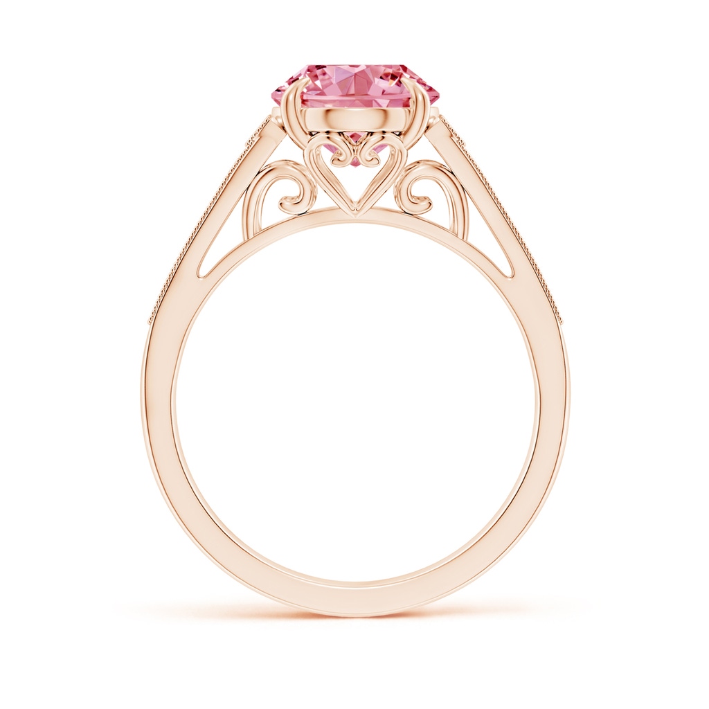 10x8mm AAAA Aeon Vintage Inspired Oval Fancy Intense Pink Diamond Solitaire Engagement Ring with Milgrain in Rose Gold - side 199