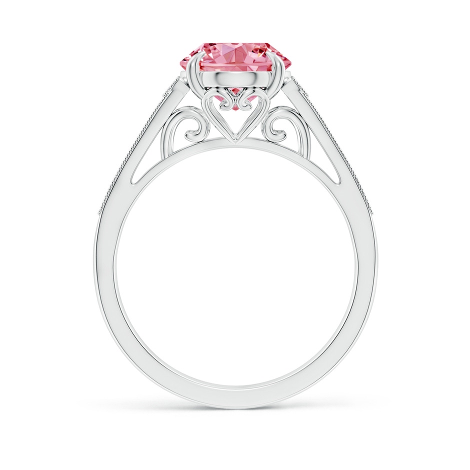 10x8mm AAAA Aeon Vintage Inspired Oval Fancy Intense Pink Diamond Solitaire Engagement Ring with Milgrain in S999 Silver side 199