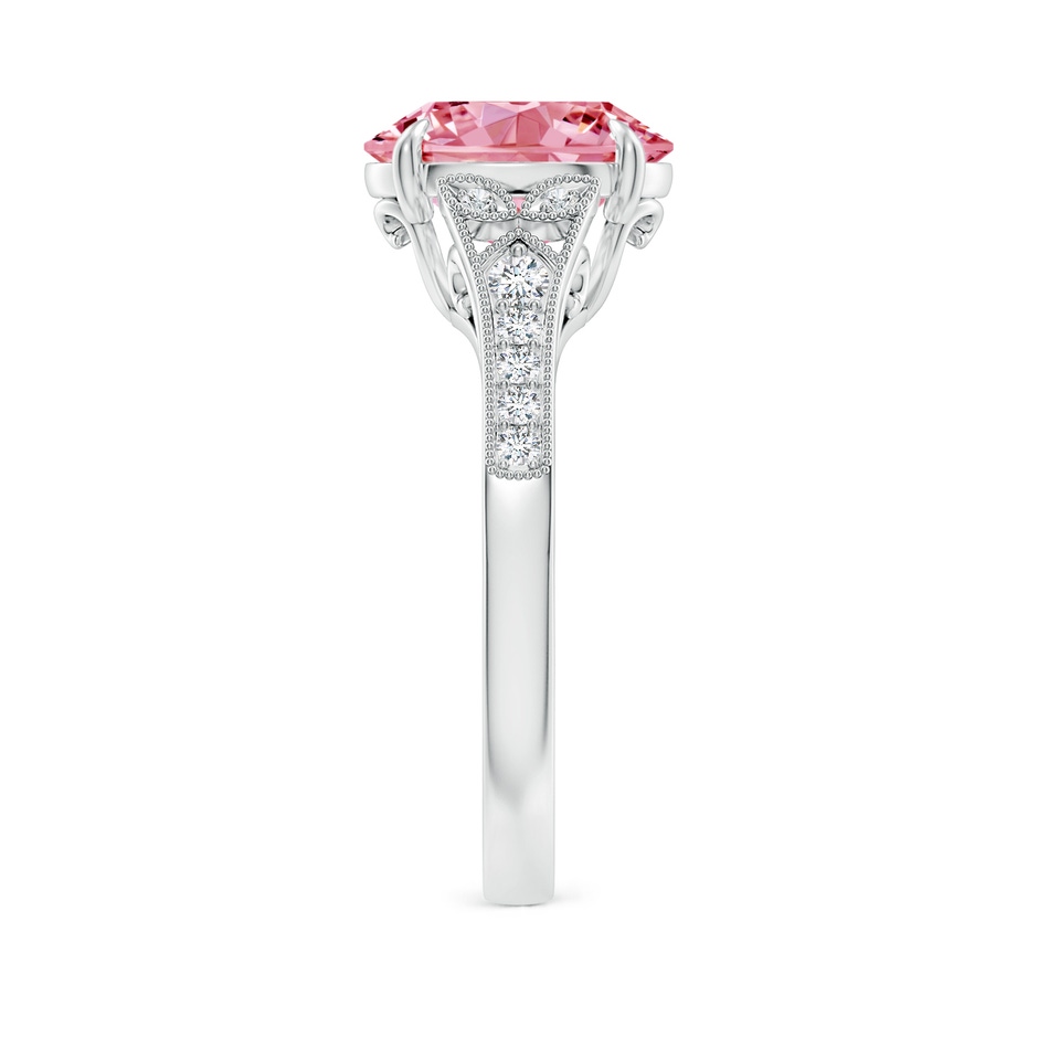 10x8mm AAAA Aeon Vintage Inspired Oval Fancy Intense Pink Diamond Solitaire Engagement Ring with Milgrain in S999 Silver side 299