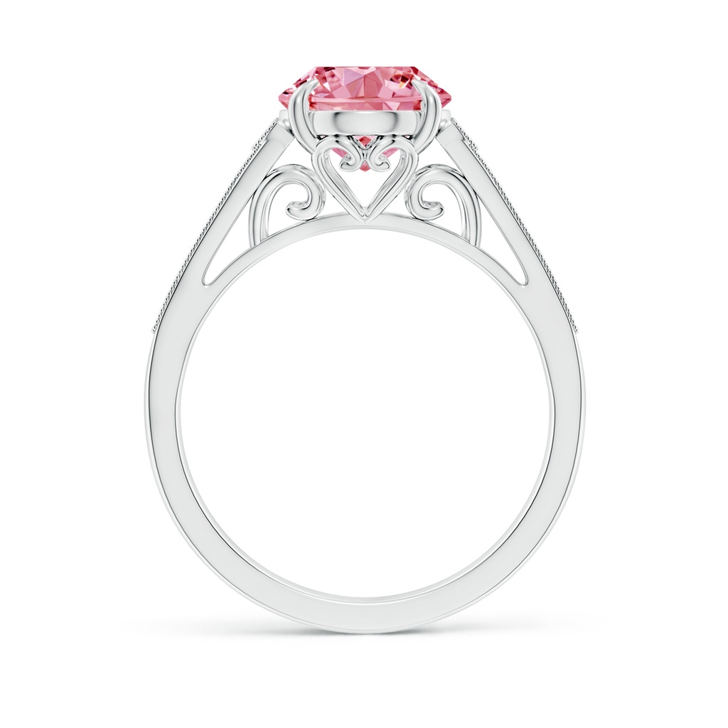 10x8mm AAAA Aeon Vintage Inspired Oval Fancy Intense Pink Diamond Solitaire Engagement Ring with Milgrain in White Gold - side 199