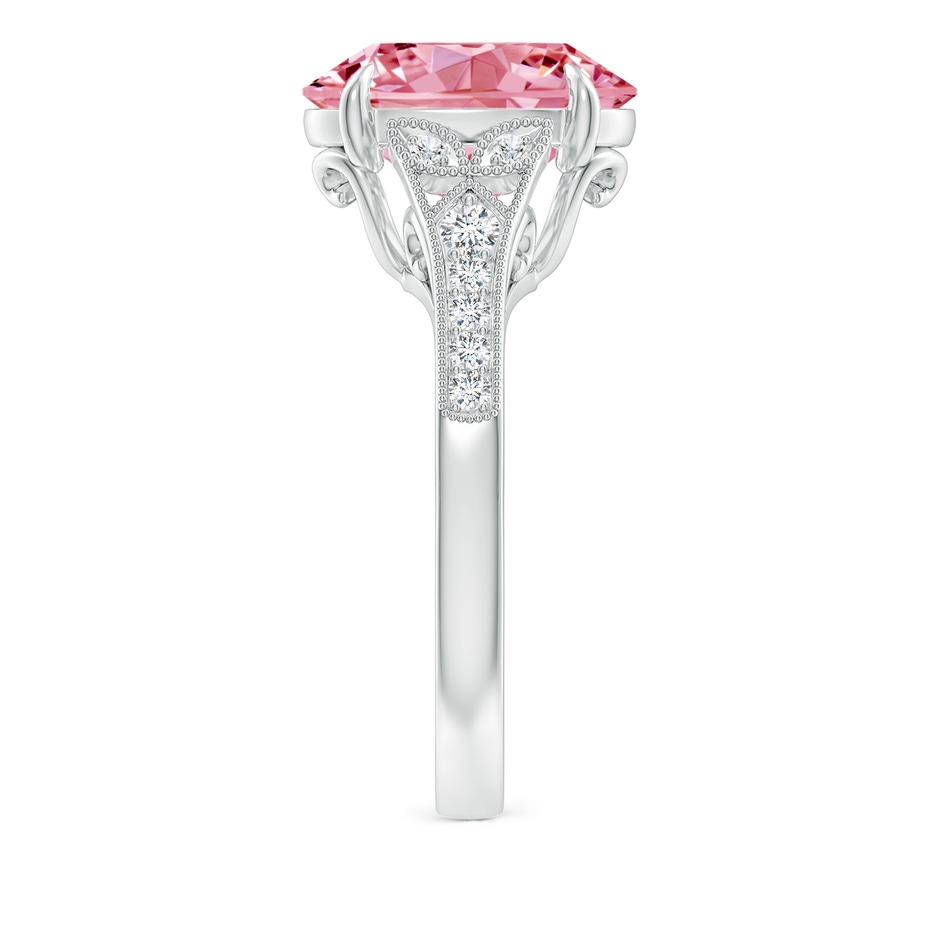 12x8mm AAAA Aeon Vintage Inspired Oval Fancy Intense Pink Diamond Solitaire Engagement Ring with Milgrain in White Gold side 299