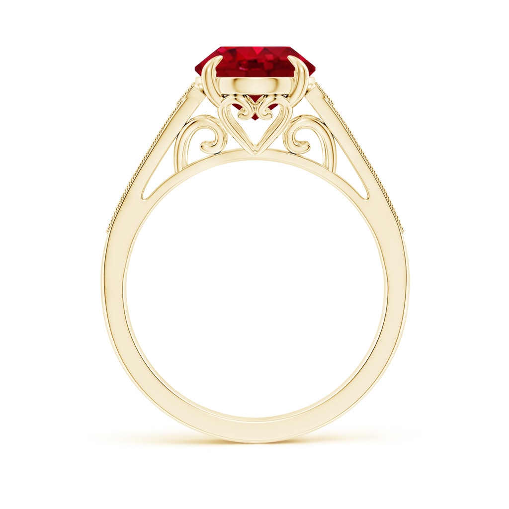 10x8mm AAA Aeon Vintage Inspired Oval Ruby Solitaire Engagement Ring with Milgrain in 18K Yellow Gold Side 199