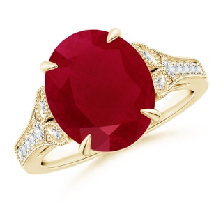 12x10mm AA Aeon Vintage Inspired Oval Ruby Solitaire Engagement Ring with Milgrain in 18K Yellow Gold