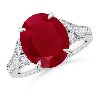 12x10mm AA Aeon Vintage Inspired Oval Ruby Solitaire Engagement Ring with Milgrain in 9K White Gold