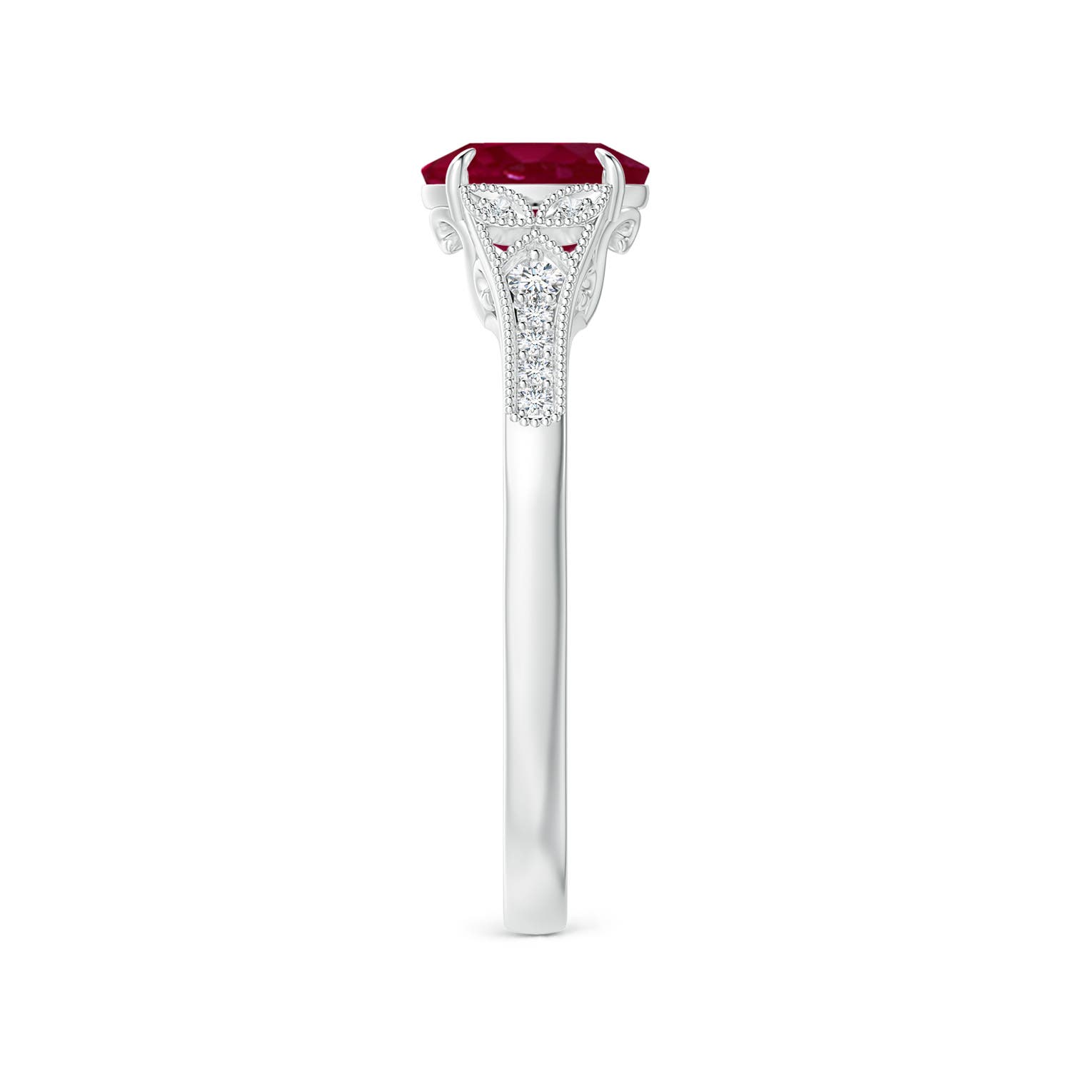 A - Ruby / 1.11 CT / 14 KT White Gold