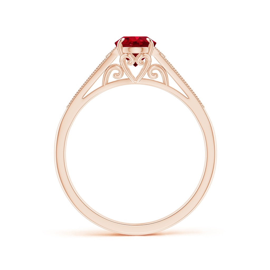 7x5mm AAA Aeon Vintage Inspired Oval Ruby Solitaire Engagement Ring with Milgrain in Rose Gold Side 199
