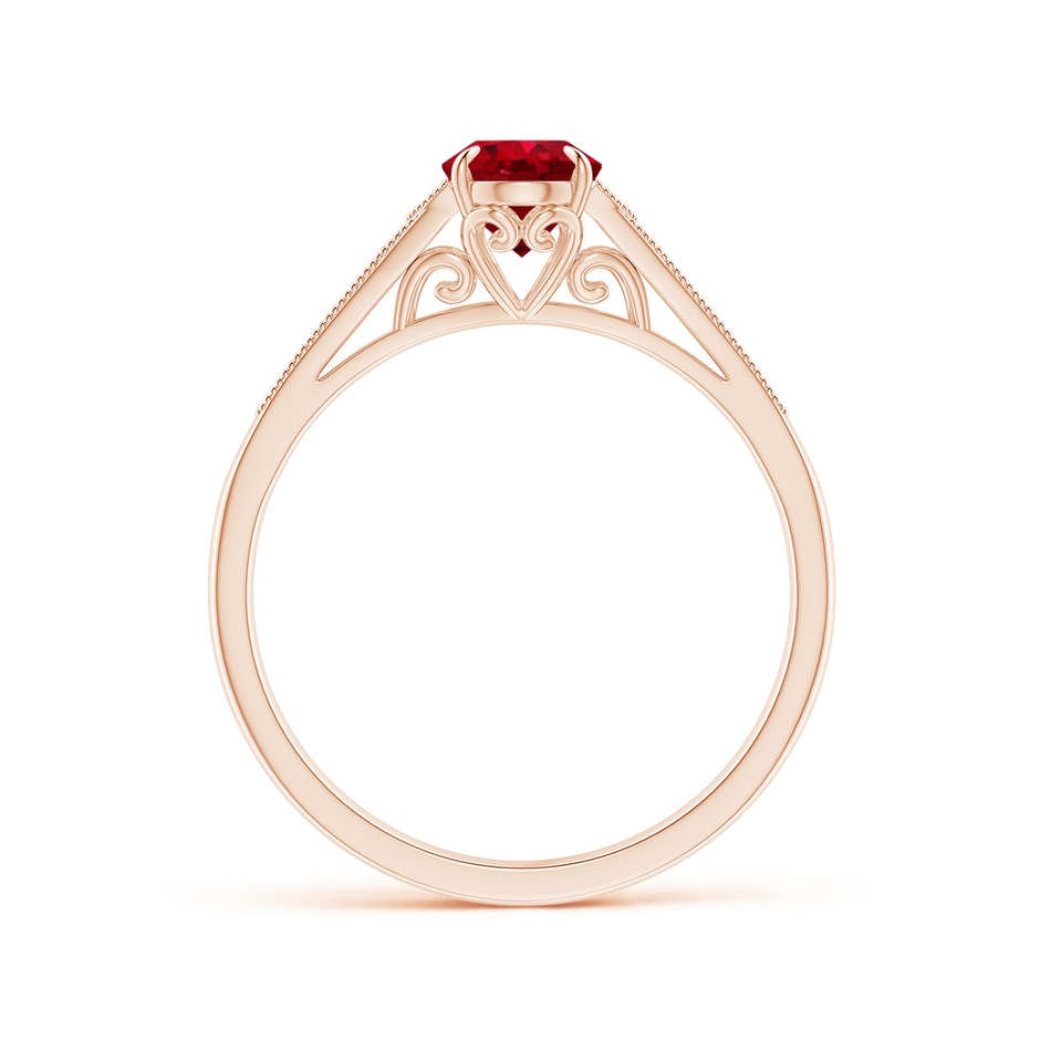 7x5mm AAA Aeon Vintage Inspired Oval Ruby Solitaire Engagement Ring with Milgrain in Rose Gold side 199