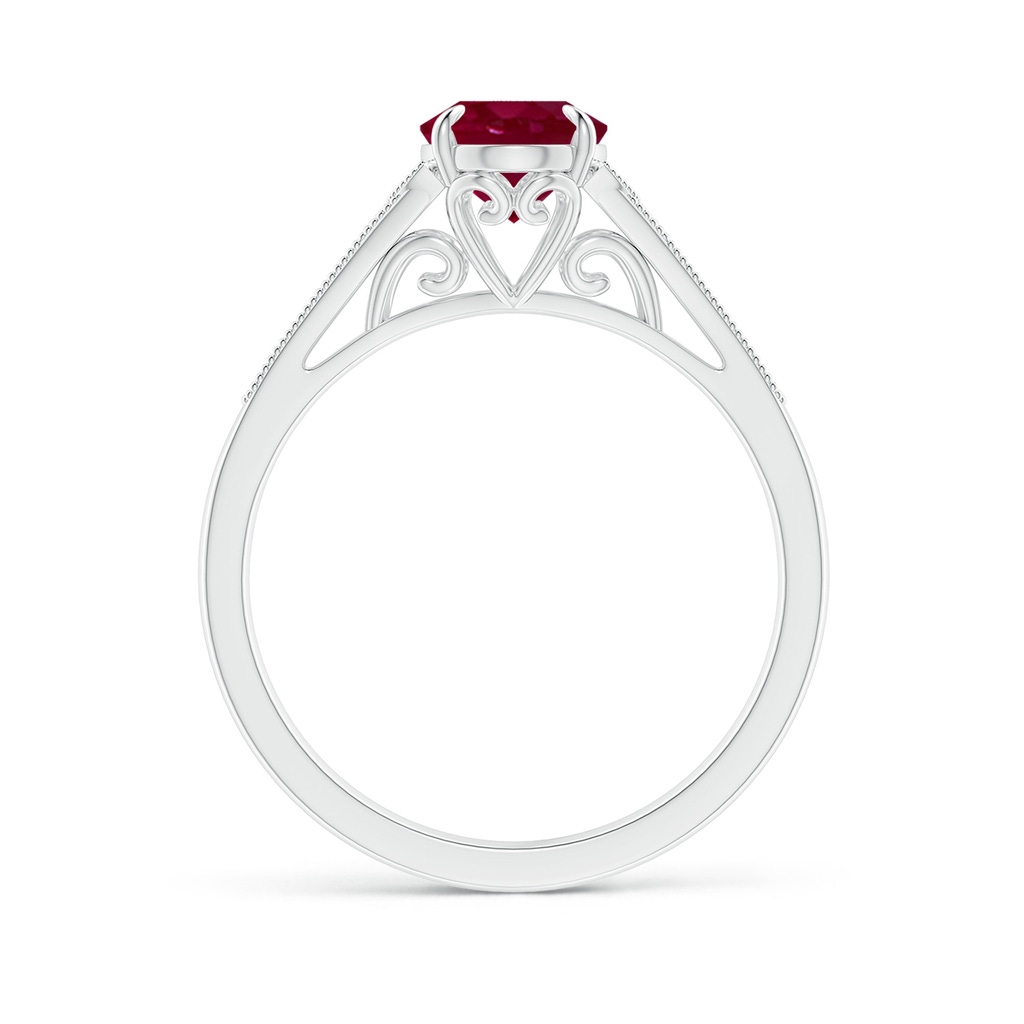 8x6mm A Aeon Vintage Inspired Oval Ruby Solitaire Engagement Ring with Milgrain in 9K White Gold Side 199