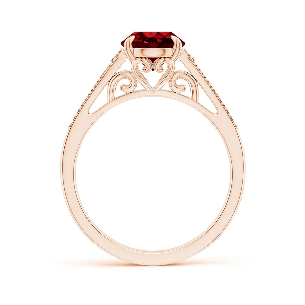 9x7mm AAAA Aeon Vintage Inspired Oval Ruby Solitaire Engagement Ring with Milgrain in Rose Gold Side 199