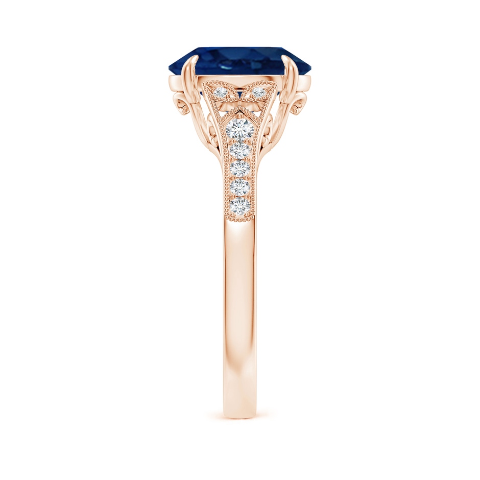 10x8mm AA Aeon Vintage Inspired Oval Sapphire Solitaire Engagement Ring with Milgrain in Rose Gold side 299