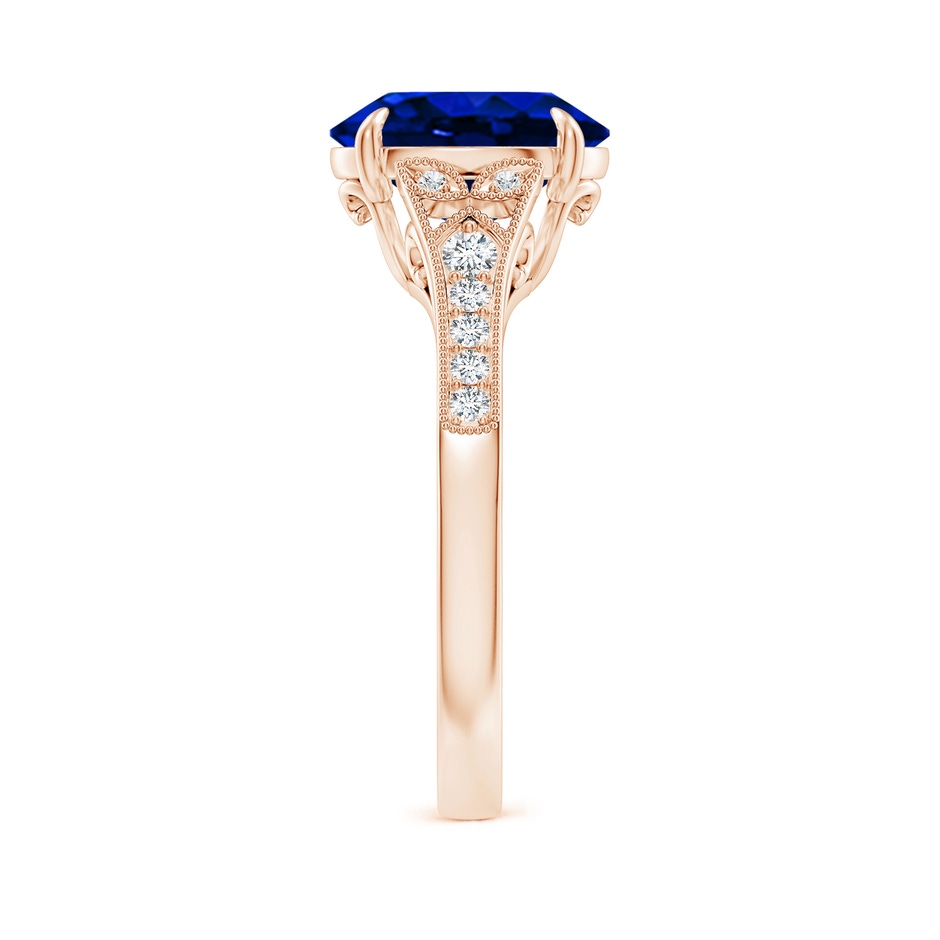 10x8mm Lab-Grown Aeon Vintage Inspired Oval Sapphire Solitaire Engagement Ring with Milgrain in Rose Gold side 299