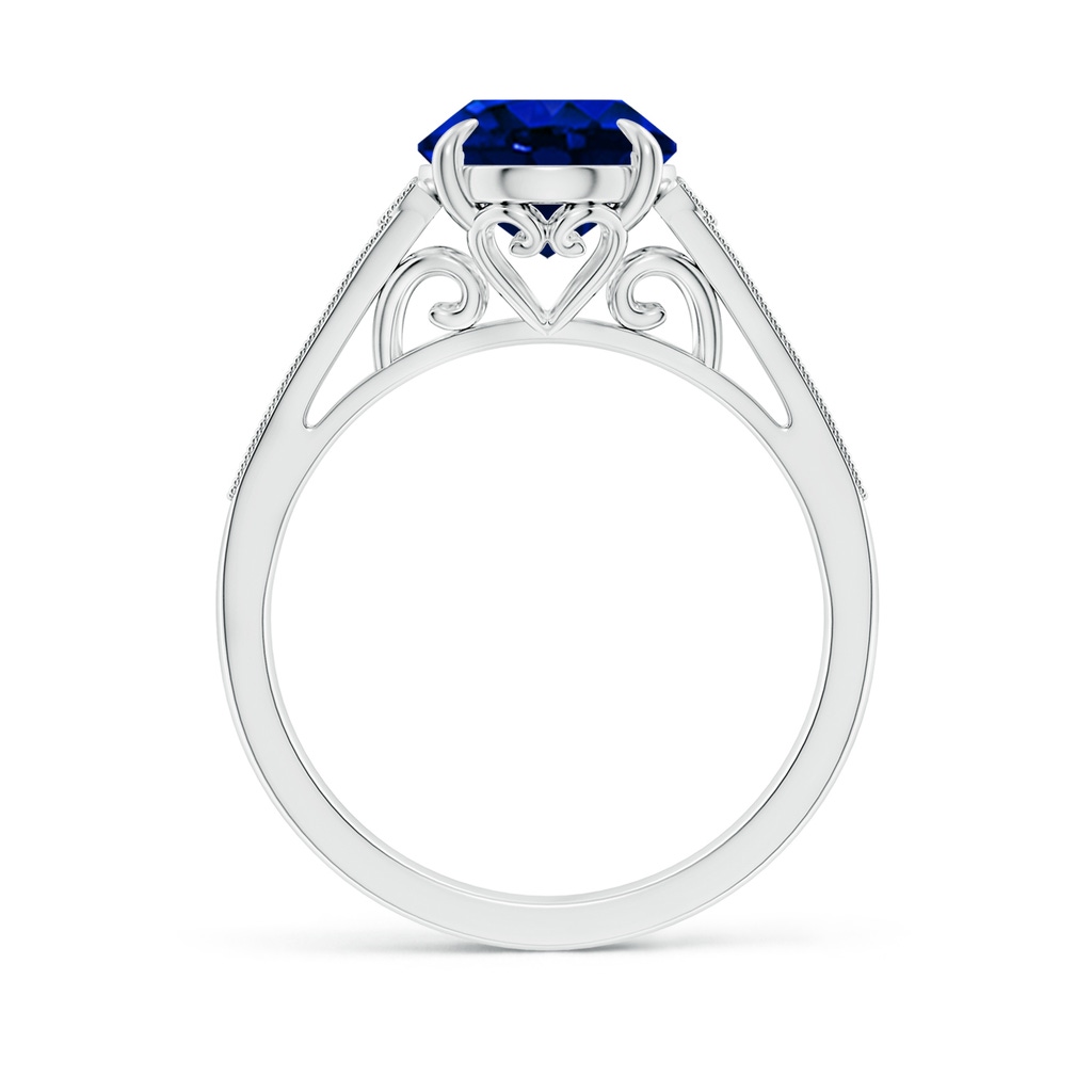 10x8mm Lab-Grown Aeon Vintage Inspired Oval Sapphire Solitaire Engagement Ring with Milgrain in White Gold - side 199