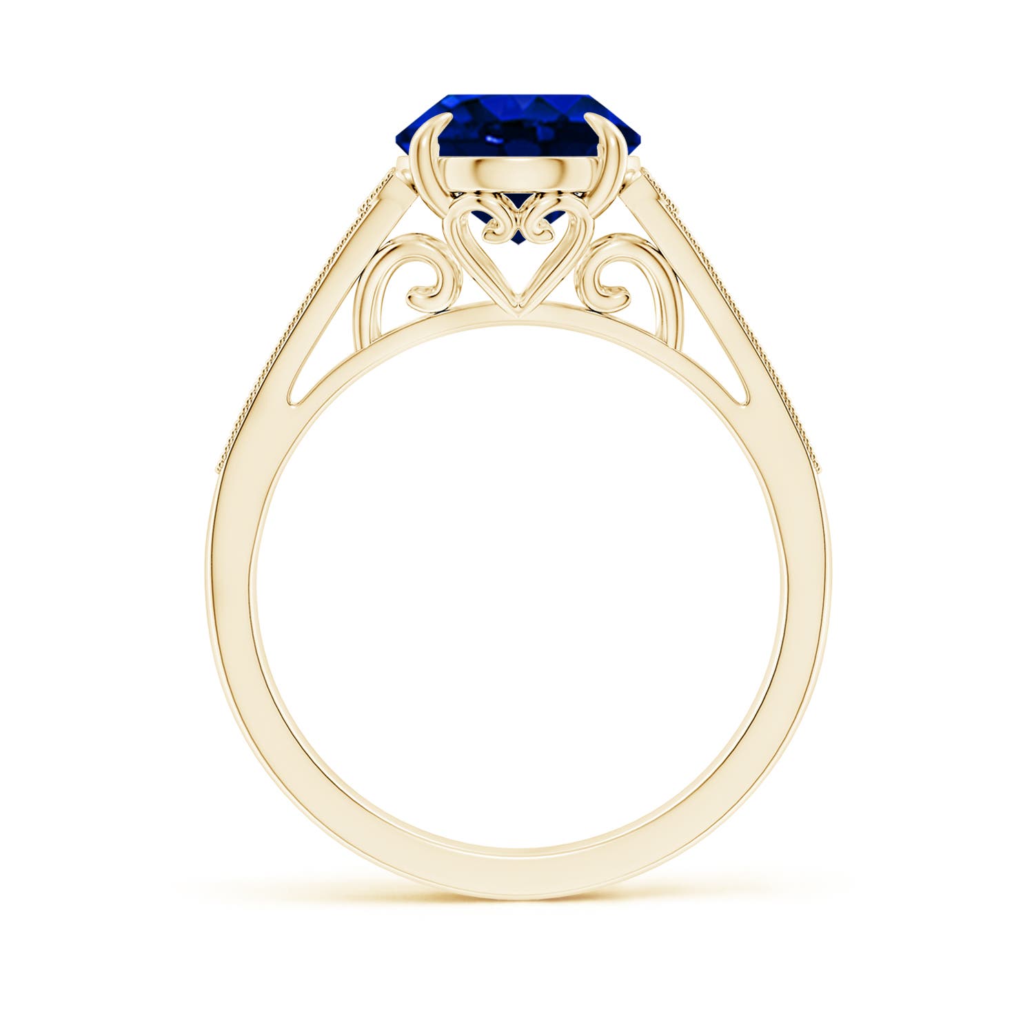 10x8mm AAAA Aeon Vintage Inspired Oval Sapphire Solitaire Engagement Ring with Milgrain in Yellow Gold